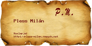 Pless Milán névjegykártya